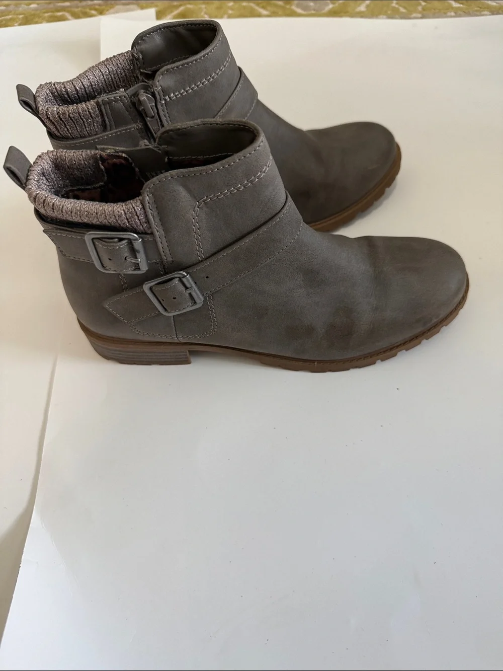wonder nation Gray Ankle Booties with Brown Outsole